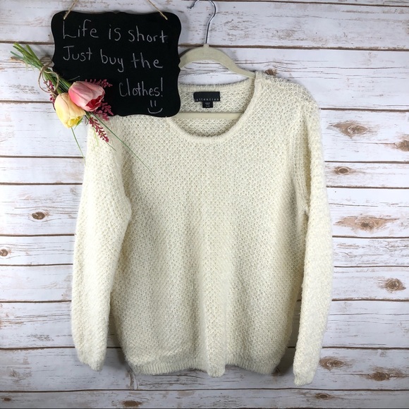 attention Sweaters - Attention ivory textured soft long sleeve sweater